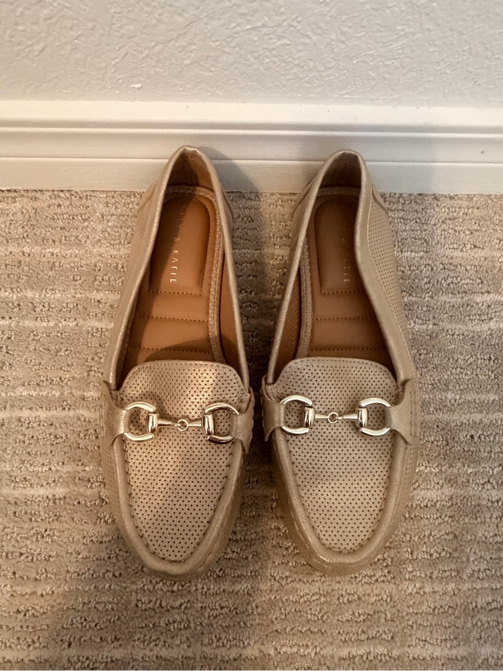 Kelly & Katie Metallic Gold Perforated Loafers